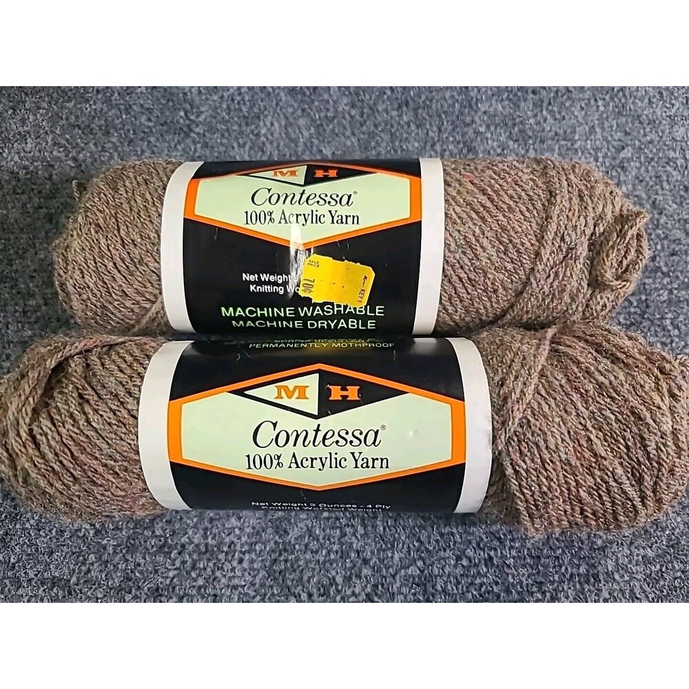 Vintage NEW NOS Contessa 100% Acrylic Yarn 2 SKEINS Brown Tone
